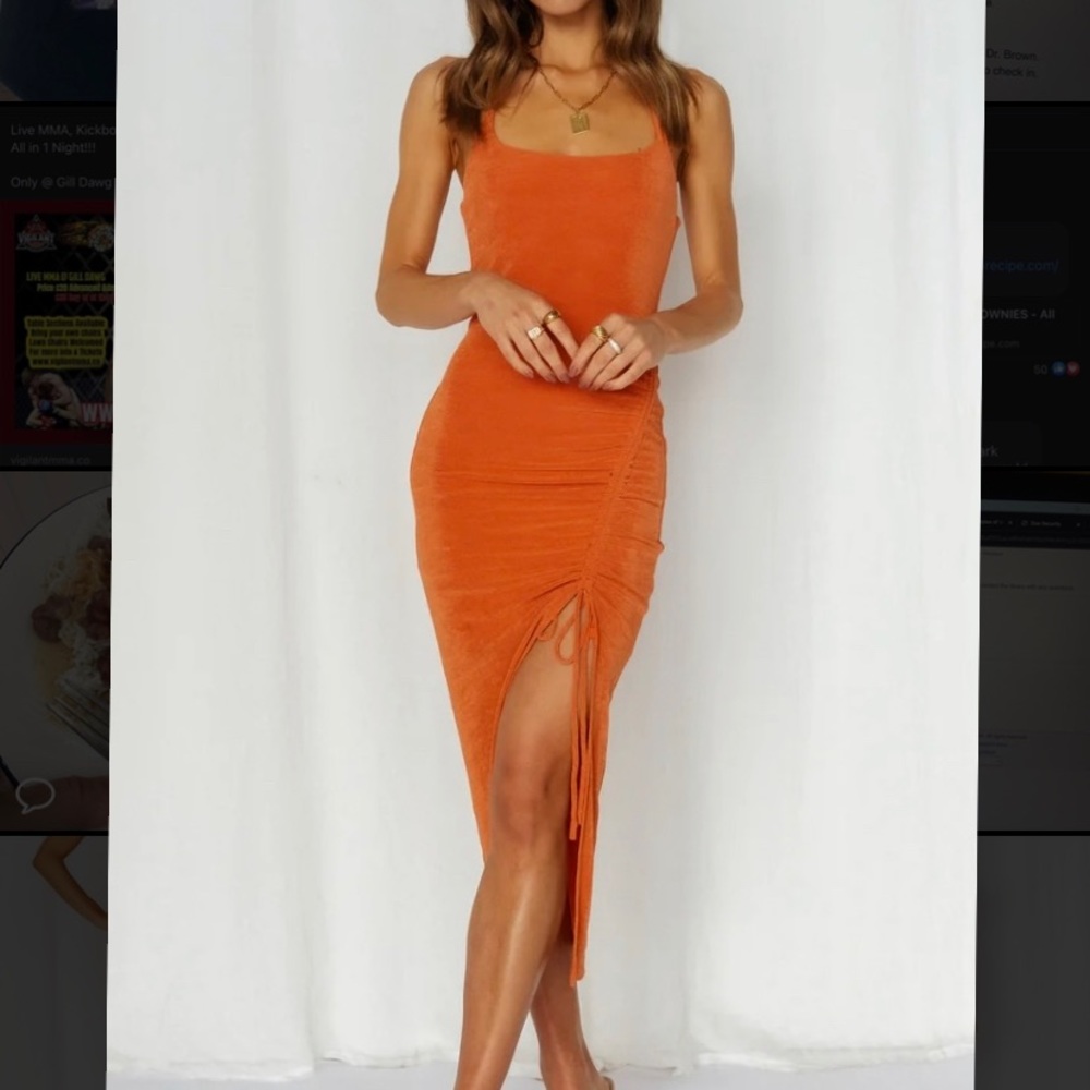 No Bad Vibes Midi Dress Orange